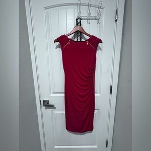 Cache Red Midi Dress
